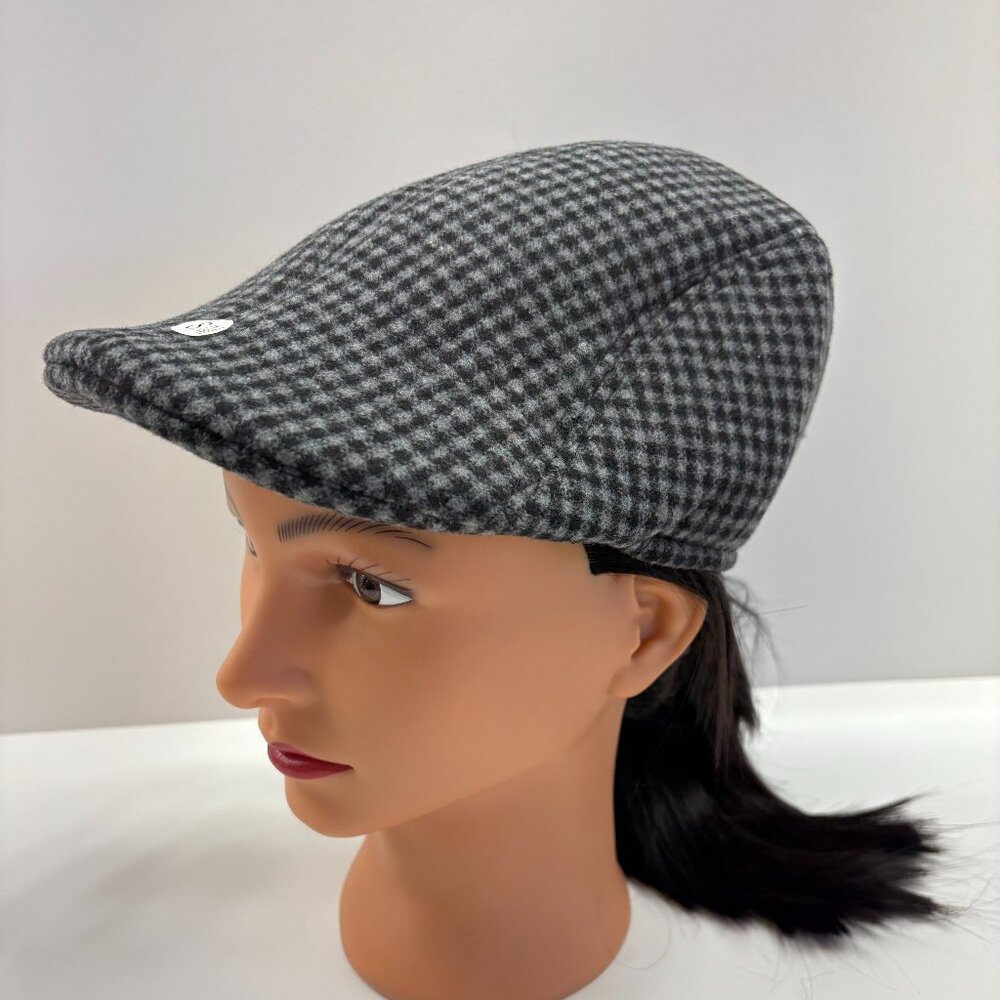 Flat Cap / Hat - Black & Gray Gingham/Checkered - Adult SM- Unisex - NWT